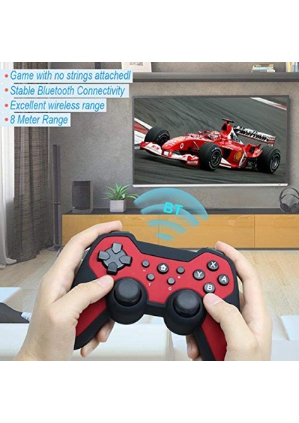 Bluetooth Wireless Controller For Nintendo Switch Wireless Gamepad /android Phone/pc Control Dual Shock 3-Black+Red (Yurt Dışından)