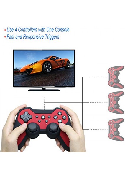 Bluetooth Wireless Controller For Nintendo Switch Wireless Gamepad /android Phone/pc Control Dual Shock 3-Black+Red (Yurt Dışından)