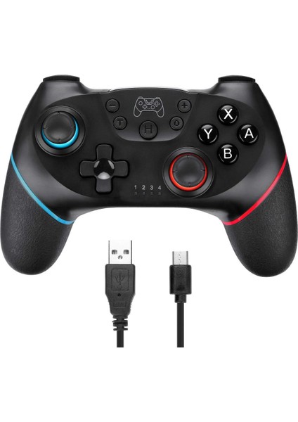 Anahtar Pro Gamepad Anahtar Konsolu ile Uyumlu 6 Eksen Saplı Kablosuz Bt Gamepad Oyun Joystick Denetleyicisi Sol Mavi (Yurt Dışından)