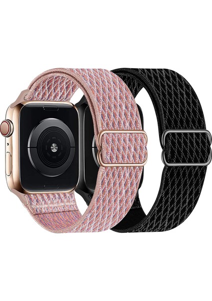 Apple Watch Kordonları 42/44/45MM ile Uyumlu Saat Kordonları, Iwatch Serisi 7/6/5/4/3/2/1 Se Için Esnek Naylon Solo Döngü Bandı, Kadın Erkek Için Ayarlanabilir 2'li Paket Elastik Kayış (Yurt Dışından)