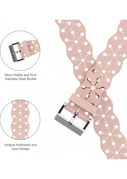 Saat Kayışı Apple Iwatch 6/5/4/3/2/1 Nesil Se Içi Boş Dantel Katı Silikon Kayış --- Retro Gül (38/40/41MM) (Yurt Dışından) modelleri