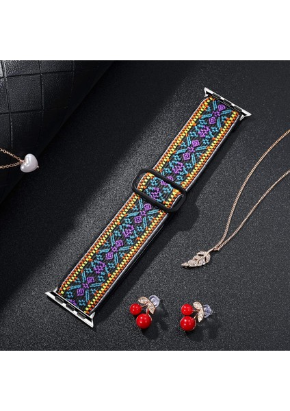 Avekı Esnek Döngü Bandı Apple Watch 38MM 40MM 41MM ile Uyumlu, Iwatch Se Serisi 7 6 5 4 3 2 1 Için Spor Elastik Naylon Yedek Bilekliği Ayarlayın, Boho Erik (Yurt Dışından)