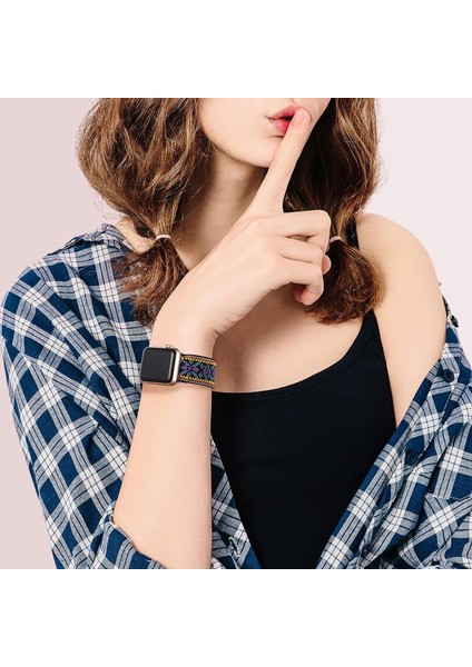 Avekı Esnek Döngü Bandı Apple Watch 38MM 40MM 41MM ile Uyumlu, Iwatch Se Serisi 7 6 5 4 3 2 1 Için Spor Elastik Naylon Yedek Bilekliği Ayarlayın, Boho Erik (Yurt Dışından)