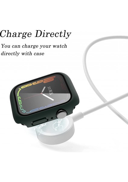 Apple Watch 7 ile Uyumlu Kılıf Için 41MM/45MM Temperli Cam Ekran Koruyuculu Pc Tamponu Mat Düz Renk Sert Kapak (Koyu Yeşil, 45MM) (Yurt Dışından) fırsatları