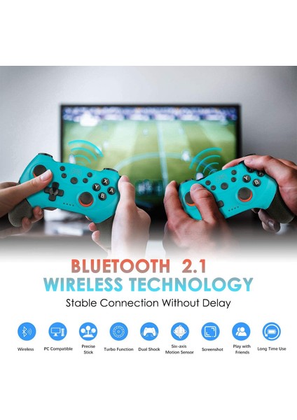 Oyun Kolu, Switch ile Uyumlu, Kablosuz Oyun Kolu, Çift Şok Titreşimli ve Turbo Fonksiyonlu, Eksen Gyroskop Oyun Kumandası Yeşil (Yurt Dışından)