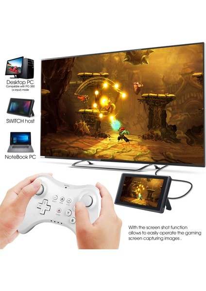 Wii U Denetleyici, USB Şarj Kablosu ile Wii U Pro Denetleyicisi Için Şarj Edilebilir Bluetooth Çift Analog Denetleyici Gamepad (Yurt Dışından)