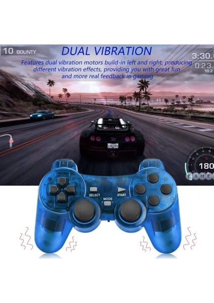 Kablosuz Denetleyici Çift Şok Titreşim Doğru Kontrol Kablosuz Sony Ps2 Playstation 2.4g Gamepad Joystick Uzaktan Kumanda Şeffaf (Yurt Dışından)