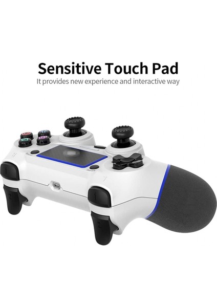 Dokunmatik Yüzey Titreşimli Kablosuz Bt Oyun Gamepad 6 Eksenli Kolu Fonksiyonu Ergonomik Oyun Kolu Ps4 Host ile Uyumlu Siyah ve Mavi (Yurt Dışından)
