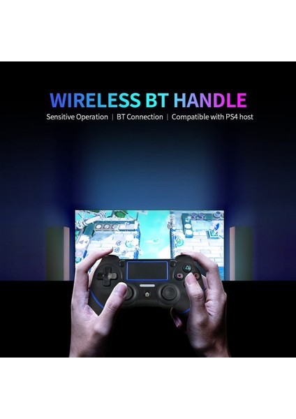 Dokunmatik Yüzey Titreşimli Kablosuz Bt Oyun Gamepad 6 Eksenli Kolu Fonksiyonu Ergonomik Oyun Kolu Ps4 Host ile Uyumlu Siyah ve Mavi (Yurt Dışından)