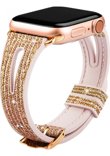 Apple Watch Bantları Için Bling Ince Bant Için 45MM 44MM 42MM Serisi 7 Se 6 5 4 3 2 1, Iwatch Tüm Serilerle Uyumlu Kadın Parıltılı Silikon Kayış Aksesuarları (45MM/44MM/42MM, Altın) (Yurt Dışından)
