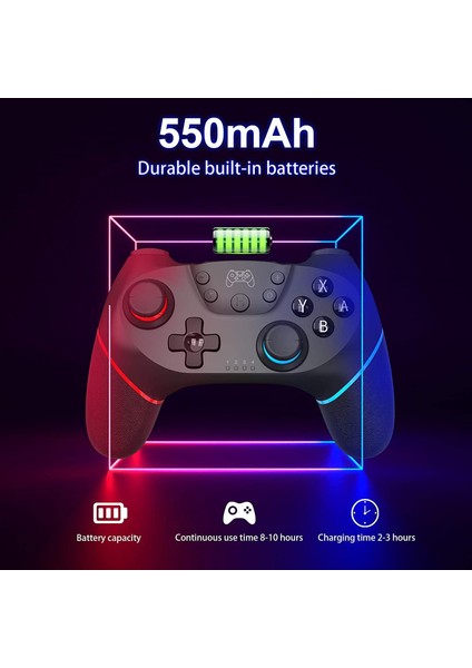 Anahtar Gamepad Uzaktan Kumanda Kolu Için Kablosuz Kumanda Anahtar Desteği Amibo, Uyandırma, Ekran Görüntüsü ve Titreşimle Uyumlu - Siyah (Yurt Dışından)