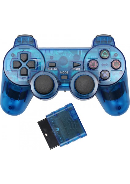 Kablosuz Denetleyici Çift Şok Titreşim Doğru Kontrol Kablosuz Sony Ps2 Playstation 2.4g Gamepad Joystick Uzaktan Kumanda Şeffaf Mavi (Yurt Dışından)
