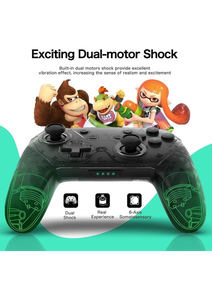 Anahtar Desteği Amibo, Uyandırma, Ekran Görüntüsü ve Titreşim Işlevleriyle Uyumlu Kablosuz Pro Denetleyici Gamepad (Yurt Dışından)