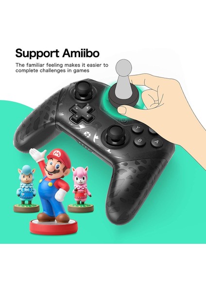Anahtar Desteği Amibo, Uyandırma, Ekran Görüntüsü ve Titreşim Işlevleriyle Uyumlu Kablosuz Pro Denetleyici Gamepad (Yurt Dışından)