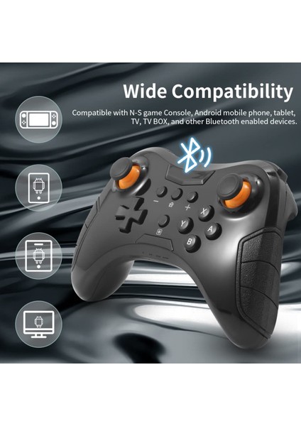 Denetleyici, Anahtar Desteği Ekran Görüntüsü ve Titreşim Işlevleriyle Uyumlu Kablosuz Pro Denetleyici Gamepad-Siyah (Yurt Dışından)