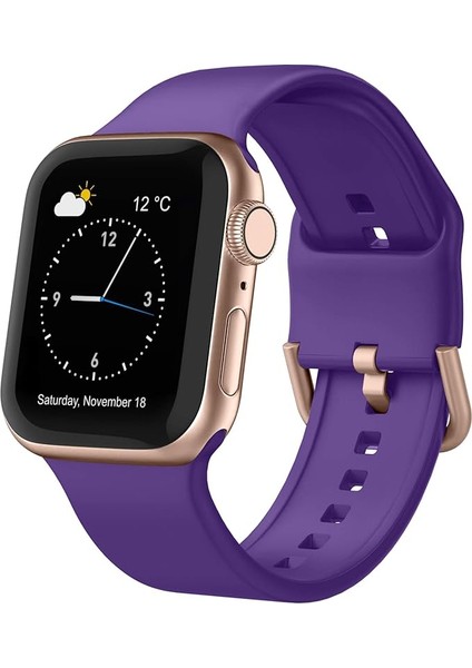 Apple Saat Kayışı Yumuşak Silikon Spor Bileklik Değiştirme Kayışı, Tüm Iwatch Serisine Uygundur (Mor 38/40/41MM) (Yurt Dışından)