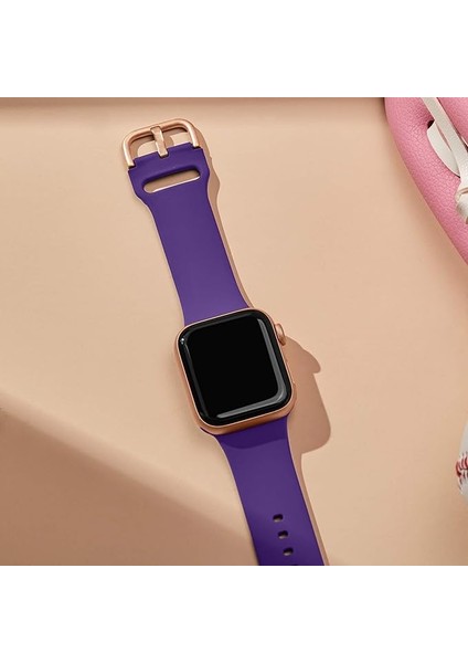 Apple Saat Kayışı Yumuşak Silikon Spor Bileklik Değiştirme Kayışı, Tüm Iwatch Serisine Uygundur (Mor 38/40/41MM) (Yurt Dışından)