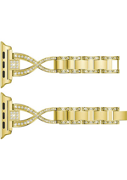 Apple Watch Band ile Uyumlu Bling Elmas Taklidi Yedek Metal Kayış --- Altın (42/44/45MM) (Yurt Dışından) modelleri
