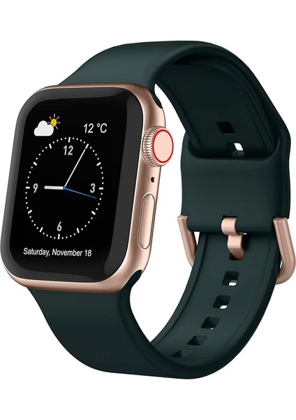 Apple Saat Kayışı Yumuşak Silikon Spor Bileklik Yedek Kayışı, Tüm Iwatch Serisine Uygundur (Koyu Yeşil 42/44/45MM) (Yurt Dışından)