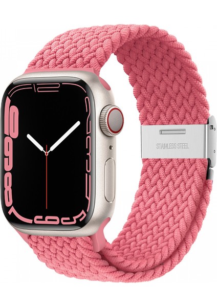 Apple Watch Band Için Örgülü Döngü Için 42MM 44MM 45MM Kadın/erkek, Iwatch Bantları Serisi Için Solace Elastics Streç Naylon Spor Kayış Bileklik Serisi 7 6 5 4 3 2 1 Se (Pembe) (Yurt Dışından)