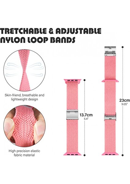 Apple Watch Band Için Örgülü Döngü Için 42MM 44MM 45MM Kadın/erkek, Iwatch Bantları Serisi Için Solace Elastics Streç Naylon Spor Kayış Bileklik Serisi 7 6 5 4 3 2 1 Se (Pembe) (Yurt Dışından) modelleri