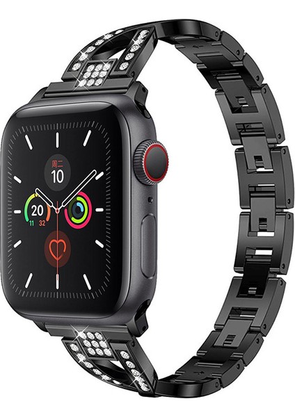 Apple Watch Band ile Uyumlu Bling Elmas Taklidi Yedek Metal Kayış --- Siyah (38/40/41MM) (Yurt Dışından) modelleri
