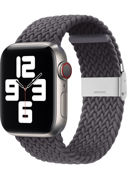 Apple Watch Bantları ile Uyumlu 42MM 44MM 45MM, Gerilebilir Örgülü Solo Döngü Elastik Kadın Erkek Yedek Spor Bileklik, Paslanmaz Çelik Tokalı Uzay Grisi (Yurt Dışından)