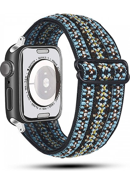 Apple Saat Kayışı Ayarlanabilir Elastik Naylon Solo Halka Kayış, Bohem Tarzı Akıllı Saat Kayışı (Etnik Stil5) (Yurt Dışından)