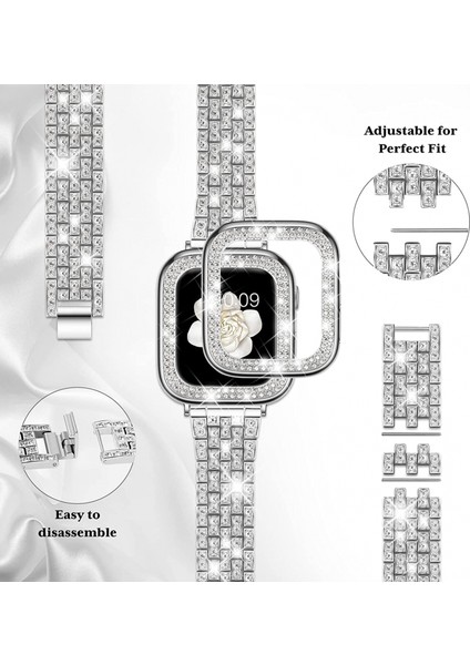 Avekı Kılıf Serisi ile Uyumlu Apple Watch Band Iwatch6/5/4/3/2/1, Bling Tam Elmas Taklidi Kadın Kız Takı Saat Bandı Için Şık Kristal Yedek Ayarlanabilir Bant, Gümüş (42MM) (Yurt Dışından) fırsatları