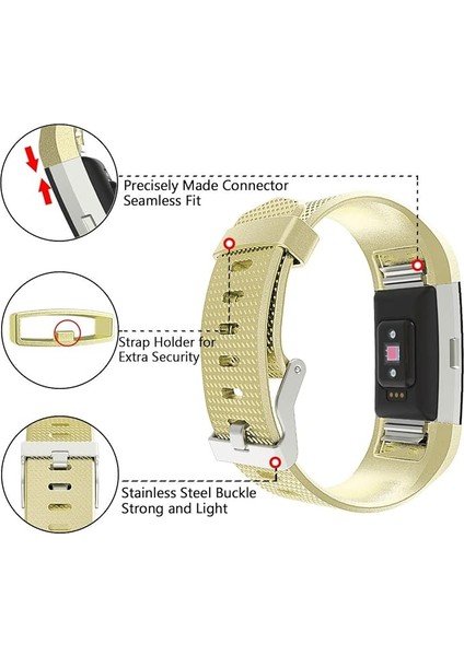 Akıllı Saat, Fitbit Charge 2 ile Uyumlu Bileklik Değiştirme Kayışı, Klasik ve Özel Ayarlanabilir Spor Bileklikler(Metal-Gold-L) (Yurt Dışından) modelleri