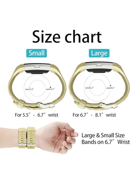 Akıllı Saat, Fitbit Charge 2 ile Uyumlu Bileklik Değiştirme Kayışı, Klasik ve Özel Ayarlanabilir Spor Bileklikler(Metal-Gold-L) (Yurt Dışından) fırsatları