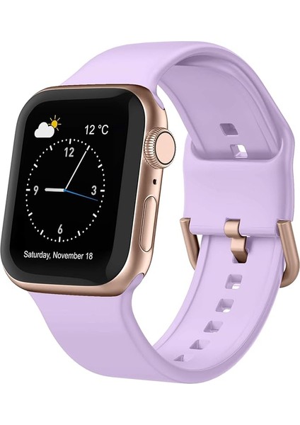 Apple Saat Kayışı Yumuşak Silikon Spor Bileklik Yedek Kayışı, Tüm Iwatch Serisine Uygundur (Lavanta 42/44/45MM) (Yurt Dışından)
