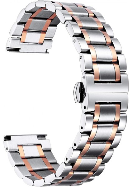 Düz ve Paslanmaz Çelik Saat Kordonları Kavisli Uç 5 Renk (Altın, Şerit, Siyah, Rose Altın, Altın-Gümüş Iki Ton) Boyut (23MM) Sevgililer Günü Hediyeleri (Yurt Dışından)