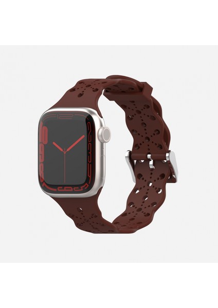 Saat Kayışı Apple Iwatch 6/5/4/3/2/1 Nesil Se Içi Boş Dantel Katı Silikon Kayış --- Şarap Kırmızısı (42/44/45MM) (Yurt Dışından) fiyatları
