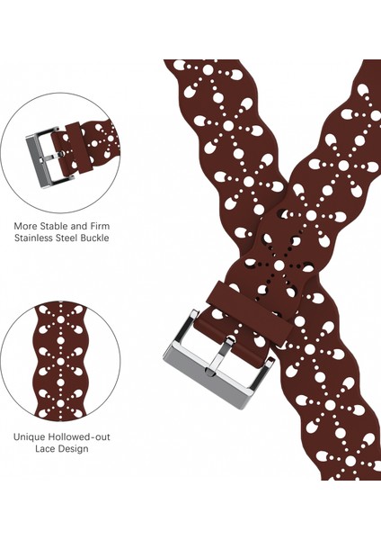 Saat Kayışı Apple Iwatch 6/5/4/3/2/1 Nesil Se Içi Boş Dantel Katı Silikon Kayış --- Şarap Kırmızısı (42/44/45MM) (Yurt Dışından) modelleri