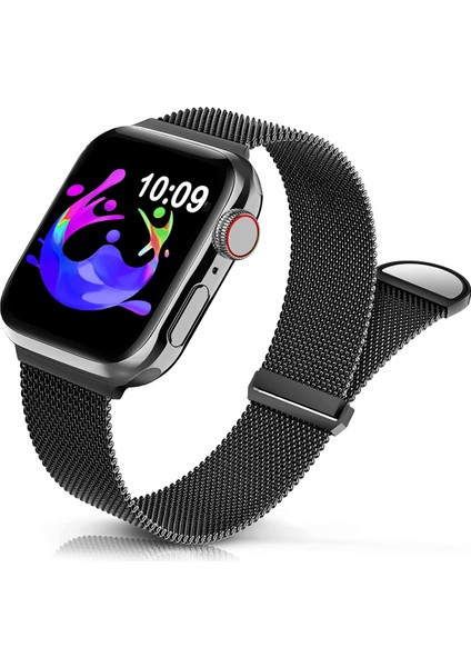 Metal Paslanmaz Çelik Bant Için Apple Watch Bantlarıyla Uyumlu 38MM 40MM 41MM, Döngü Ayarlanabilir Kayış Manyetik Bileklik Iwatch Serisi Için 7 6 5 4 3 2 Se Kadın Erkek (Siyah) (Yurt Dışından) fırsatları