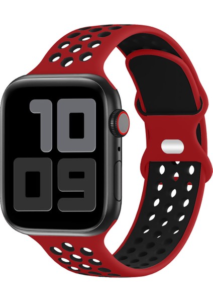 Apple Watch Kordonları Için 42MM 44MM 45MM, Nefes Alabilen Yumuşak Silikon Spor Yedek Kayış Kadın Erkek Iwatch Serisi 7/se/6/5/4/3/2/1 ile Uyumlu, Spor Versiyonu (Kırmızı Siyah) (Yurt Dışından)