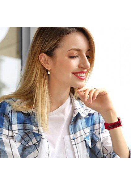 Apple Watch Kordonları Için 42MM 44MM 45MM, Nefes Alabilen Yumuşak Silikon Spor Yedek Kayış Kadın Erkek Iwatch Serisi 7/se/6/5/4/3/2/1 ile Uyumlu, Spor Versiyonu (Kırmızı Siyah) (Yurt Dışından) fırsatları