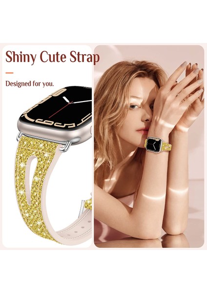 Apple Watch Bantları Için Bling Ince Bant Için 45MM 44MM 42MM Serisi 7 Se 6 5 4 3 2 1, Iwatch Tüm Serilerle Uyumlu Kadın Parıltılı Silikon Kayış Aksesuarları (45MM/44MM/42MM, Sarı) (Yurt Dışından) fırsatları