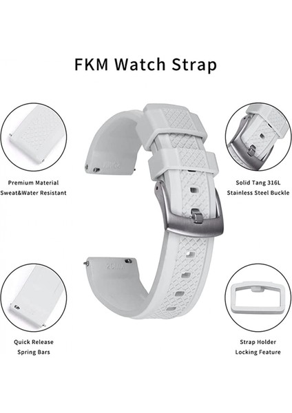 Avekı Saat Kordonları 22MM Paslanmaz Çelik Toka Hızlı Bırakma Floro Kauçuk Saat Kayışı Erkekler Için, Beyaz (Yurt Dışından) fırsatları