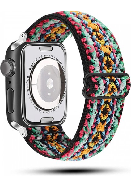 Apple Saat Kayışı Ayarlanabilir Elastik Naylon Solo Halka Kayış, Bohem Tarzı Akıllı Saat Kayışı (Etnik Stil6) (Yurt Dışından)