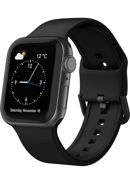 Apple Saat Kayışı Yumuşak Silikon Spor Bileklik Değiştirme Kayışı, Tüm Iwatch Serisine Uygundur (Siyah 42/44/45MM) (Yurt Dışından)