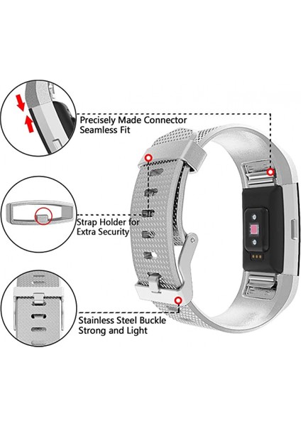 Akıllı Saat, Fitbit Charge 2 ile Uyumlu Bileklik Değiştirme Kayışı, Klasik ve Özel Ayarlanabilir Spor Bileklikler(Metal-Gümüş-L) (Yurt Dışından) fiyatları