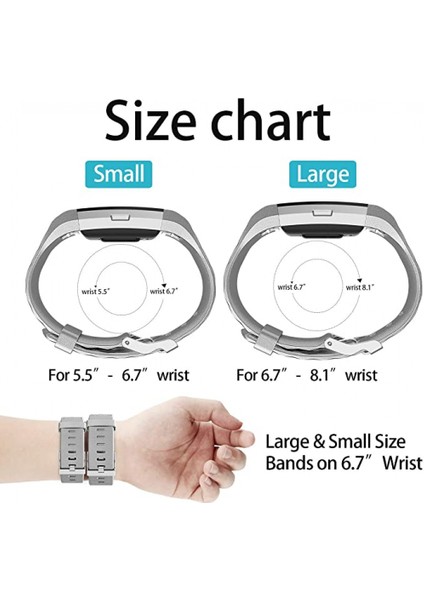 Akıllı Saat, Fitbit Charge 2 ile Uyumlu Bileklik Değiştirme Kayışı, Klasik ve Özel Ayarlanabilir Spor Bileklikler(Metal-Gümüş-L) (Yurt Dışından) fırsatları