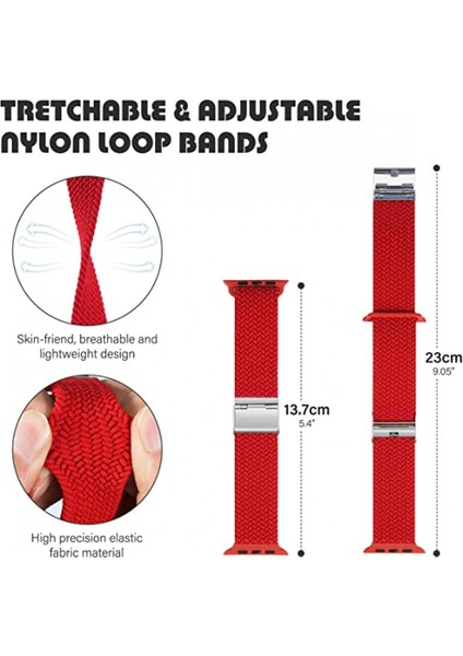 Apple Watch Band Için Örgülü Döngü Için 42MM 44MM 45MM Kadın/erkek, Iwatch Bantları Serisi Için Solace Elastics Streç Naylon Spor Kayış Bileklik Serisi 7 6 5 4 3 2 1 Se (Kırmızı) (Yurt Dışından) fırsatları