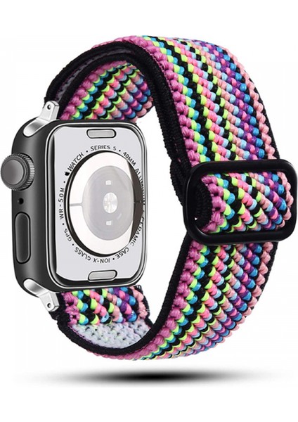 Apple Saat Kayışı Ayarlanabilir Elastik Naylon Solo Halka Kayış, Bohem Tarzı Akıllı Saat Kayışı (Etnik Stil4) (Yurt Dışından)