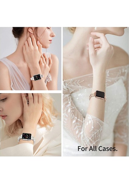 Elmas Set Metal Saat Kayışı Iwatch Se Serisi 6/5/4 Kayışla Uyumlu ---Gümüş Gül Altın (44MM) (Yurt Dışından) fırsatları