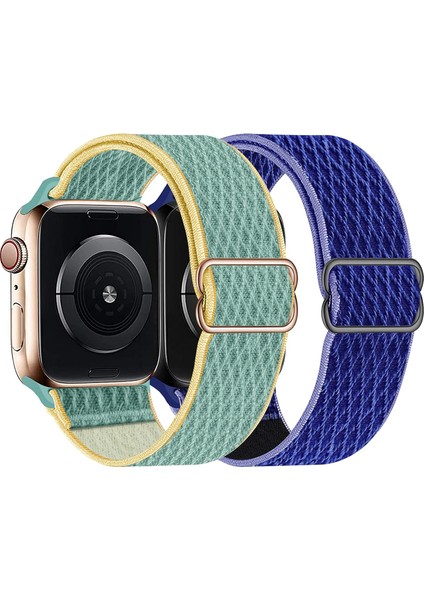 Apple Watch Kordonları 38/40/41MM ile Uyumlu Saat Kordonları, Iwatch Serisi 7/6/5/4/3/2/1 Se Için Esnek Naylon Solo Döngü Bandı, Kadın Erkek Için Ayarlanabilir 2'li Paket Elastik Kayış (Yurt Dışından)