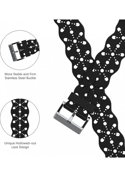 Saat Kayışı Apple Iwatch 6/5/4/3/2/1 Nesil Se Içi Boş Dantel Katı Silikon Kayış --- Siyah (42/44/45MM) (Yurt Dışından) modelleri