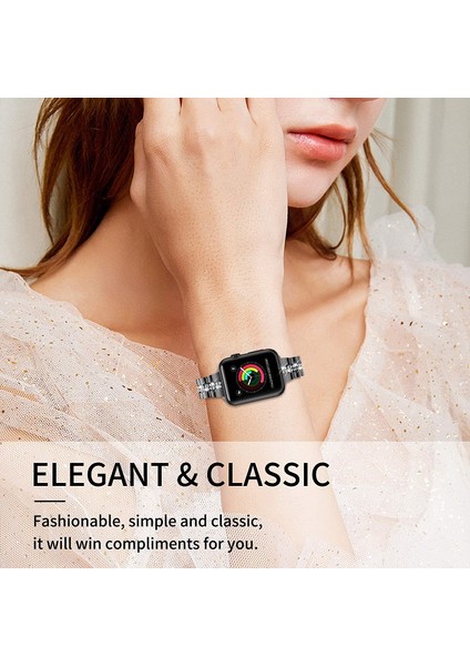 Elmas Setli Metal Saat Kayışı Iwatch Se Serisi 6/5/4 Kayışla Uyumlu --- Pembe Altın (38MM) (Yurt Dışından) modelleri